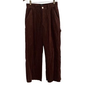 Forever 21 corduroy raw hem wide leg carpenter pants